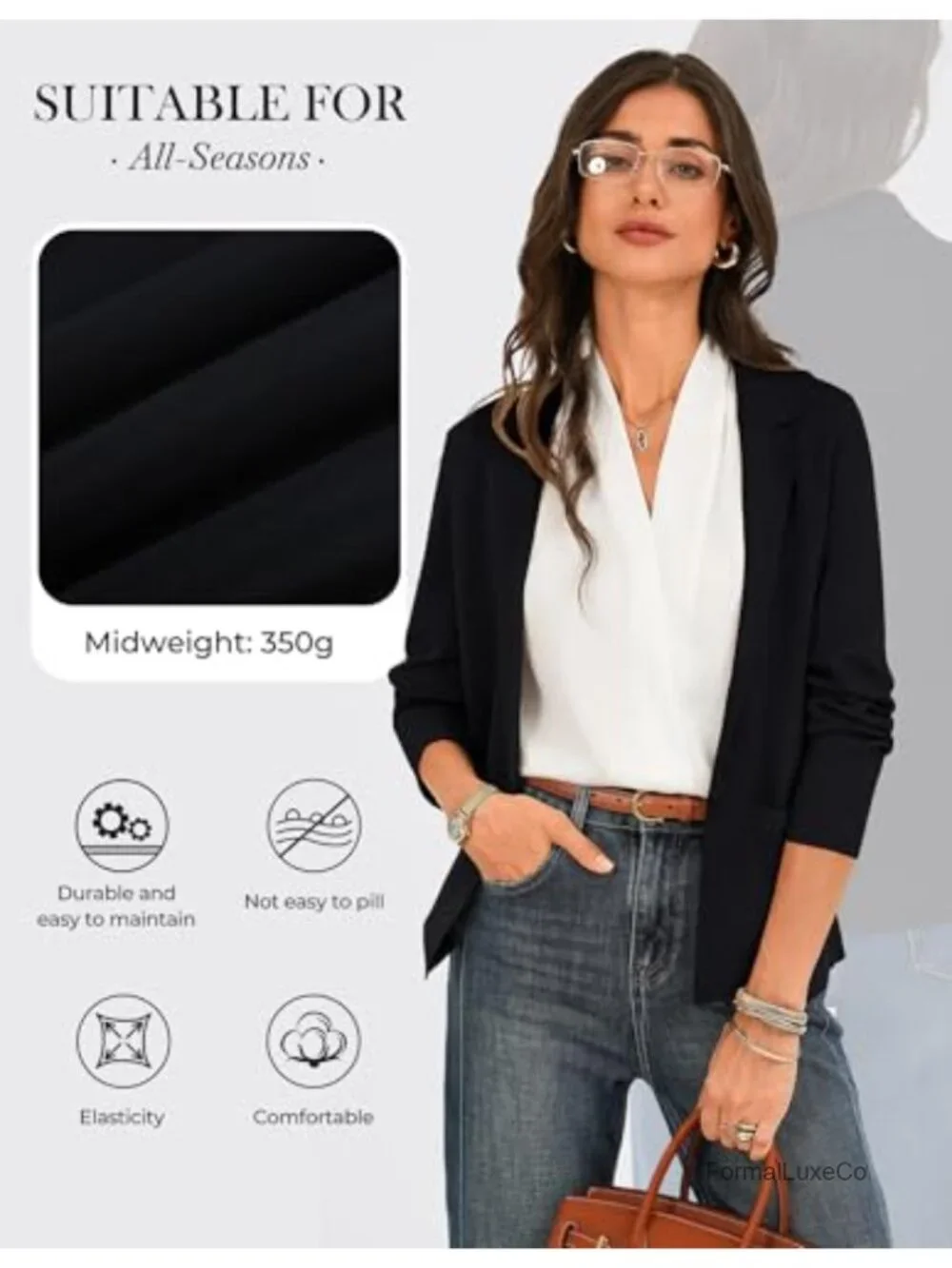 Lightweight Knit Blazer Long Sleeve Business Casual Cardigan Work Office